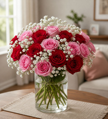 Classic Red & Pink Roses Wrap