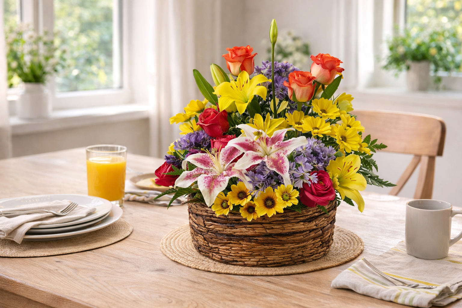 Rustic Sunrise Basket