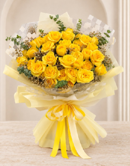 Wrapped Yellow Roses