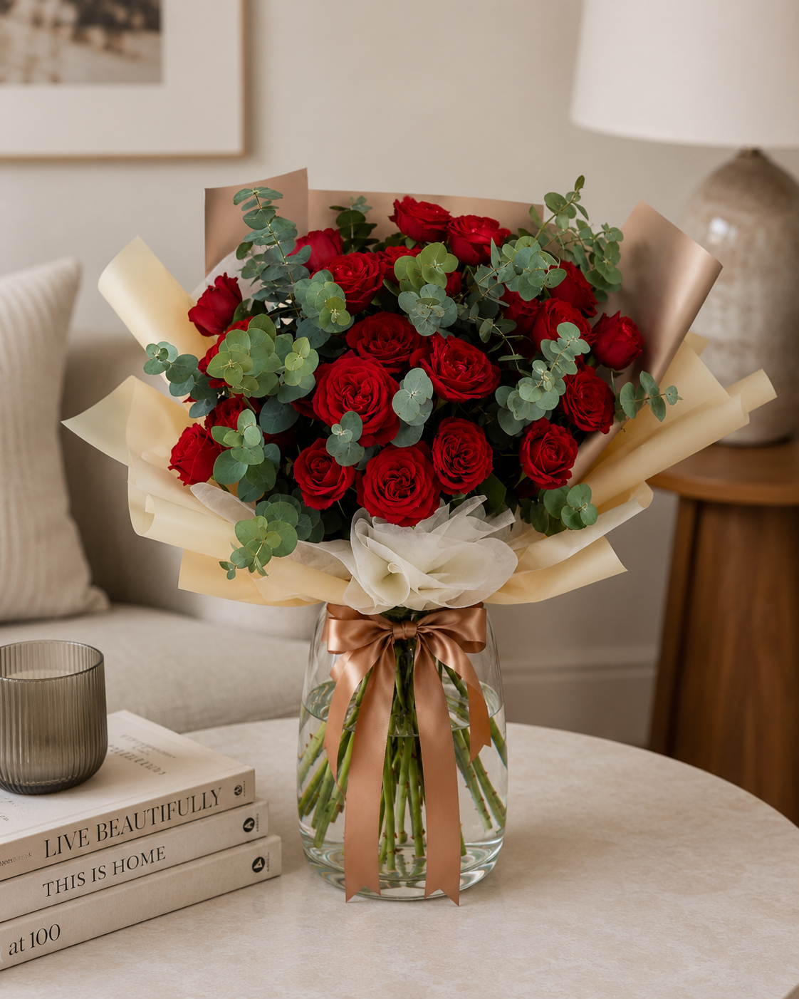 Signature Roses with Eucalyptus Wrap