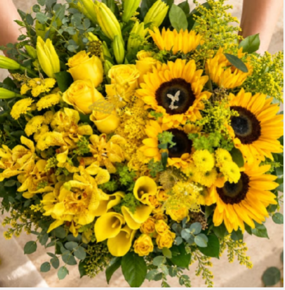Yellow Flowers Mix Wrapped Bouquet